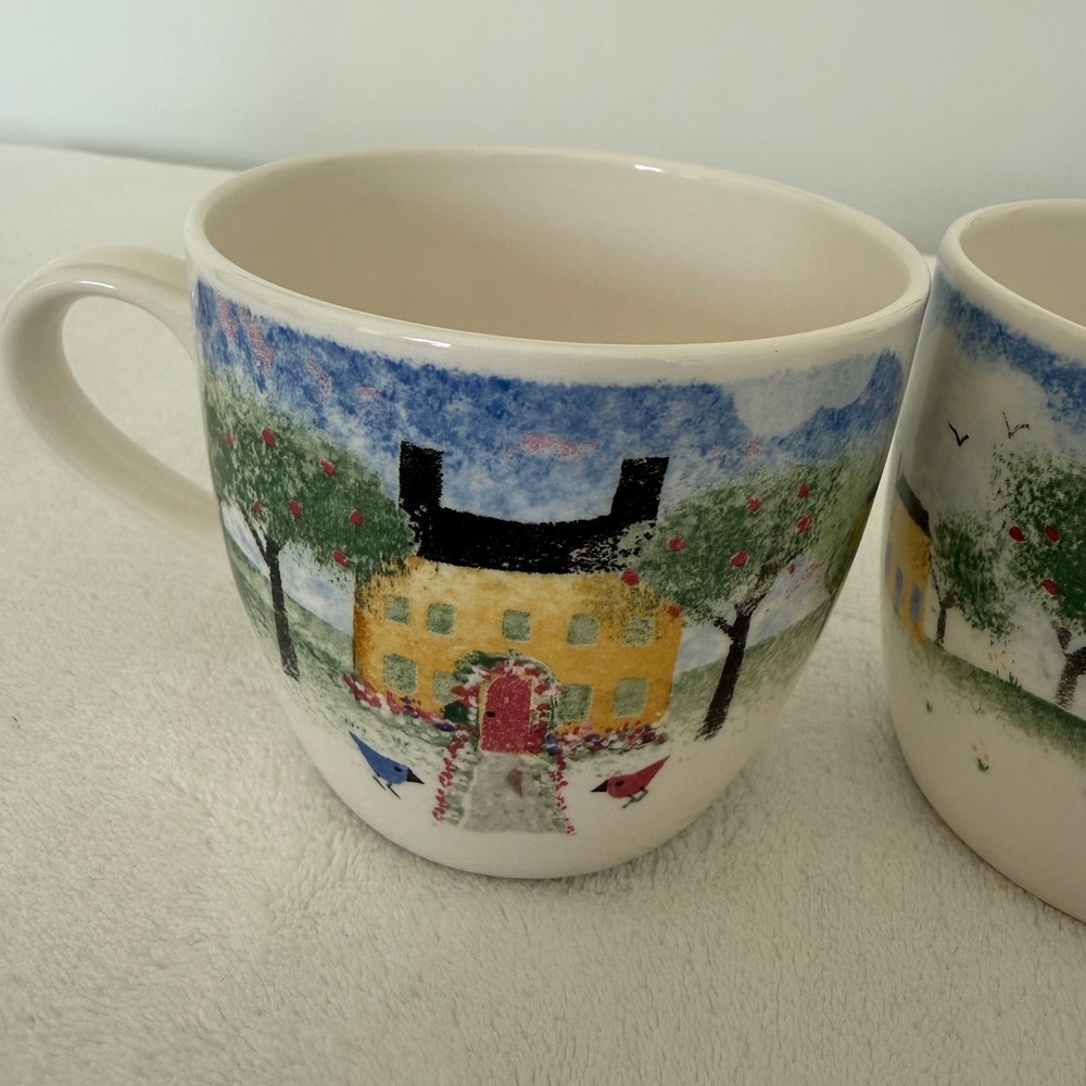 Vintage Set of 2 Nikko Remember When Coffee Mugs House Balloon Deb Mores